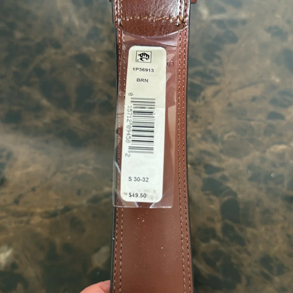 New! Perry Ellis Portfolio Men's Brown Leather Dress Belt, Size Small (30-32)